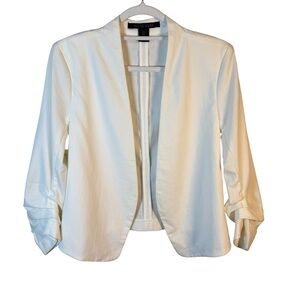Belle Vere White Open Front Blazer Size S Minimalist Business Casual Office